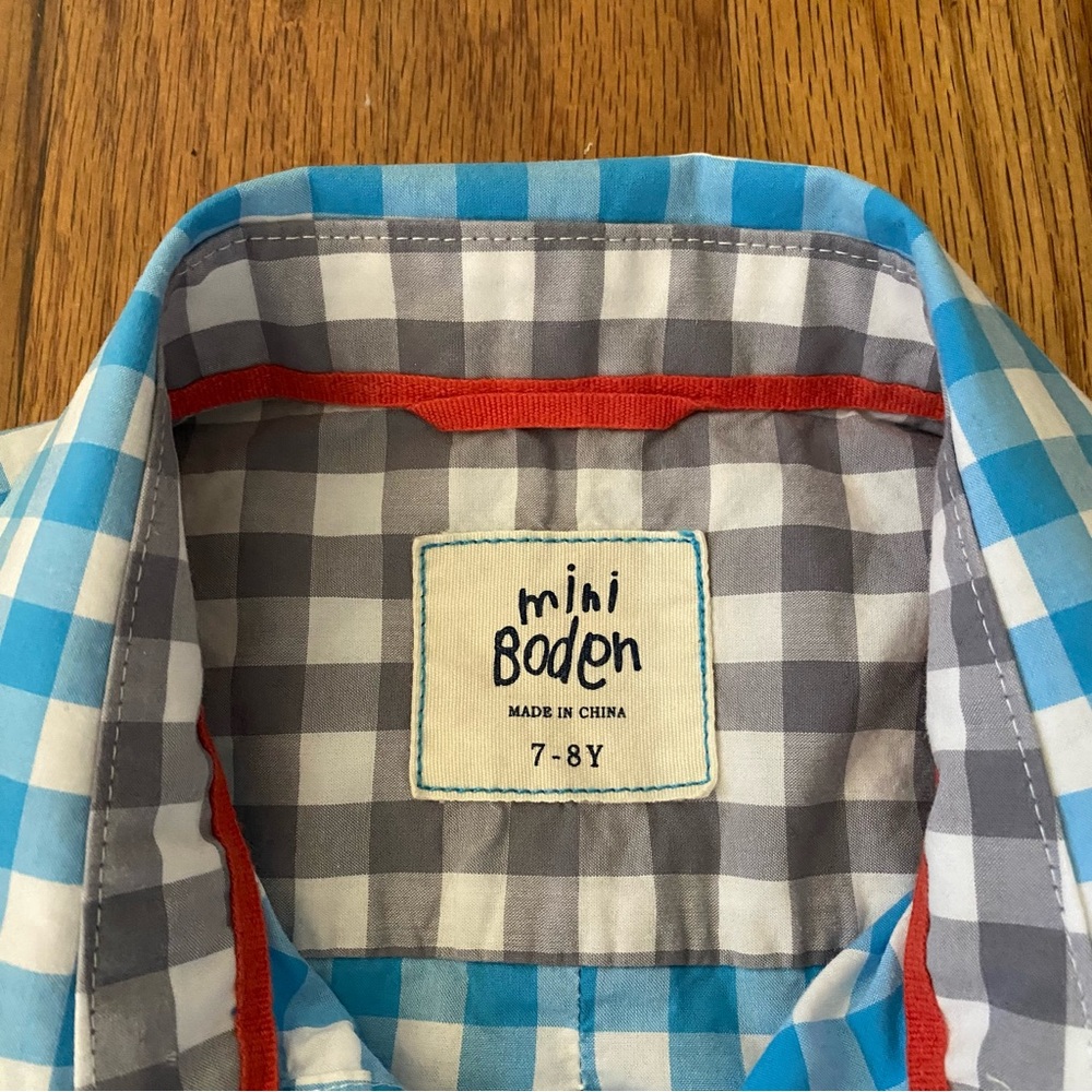 Mini Boden Blue and White Checkered Button Down Shirt - Picture 8 of 8